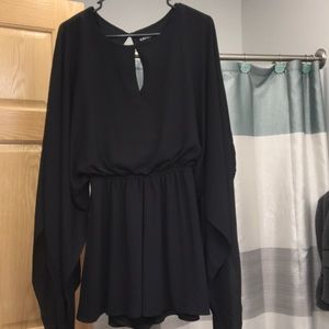 Black Express romper with kimono sleeves